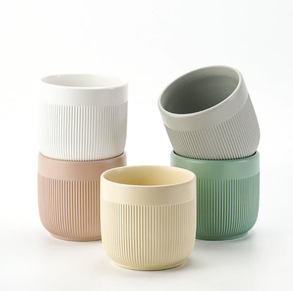 Puoyikt Ceramic 5.2+6.5 inch Planters, Modern Home and Office Flowerpot, Indoor and Outdoor Flowerpot with Drainage Hole (Grey)