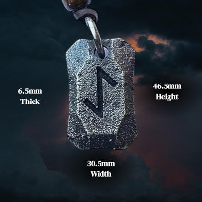Norse Alley Laguz Viking Necklace with Adjustable Leather Cord | Nordic Rune Pendant | Runes Viking Jewelry for Men & Women