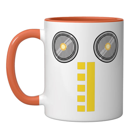 Halloween Minimal Monster Face Vent Zipper Mouth Ceramic Mug, Orange/White