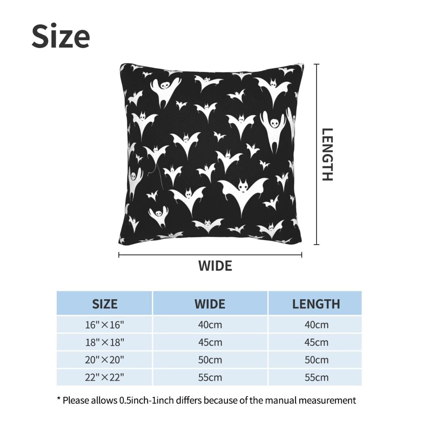 Xzyopcwx Halloween Goth Bats and Moon 2 Pack Throw Pillow Covers Sofa Cushions Covers Living Room Bedroom Bed Covers Car Lumbar Covers 18x18 Inches