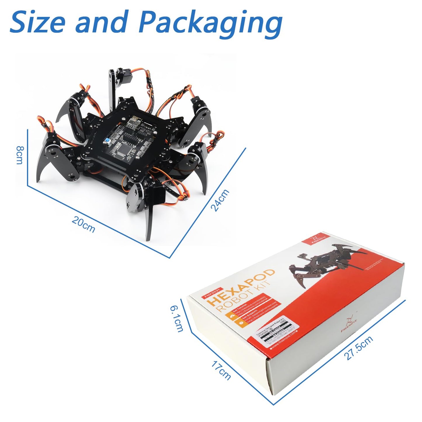 Freenove Hexapod Robot Kit (Compatible with Arduino IDE), Walking Crawling Twisting, App Remote Control, Servo STEM Project