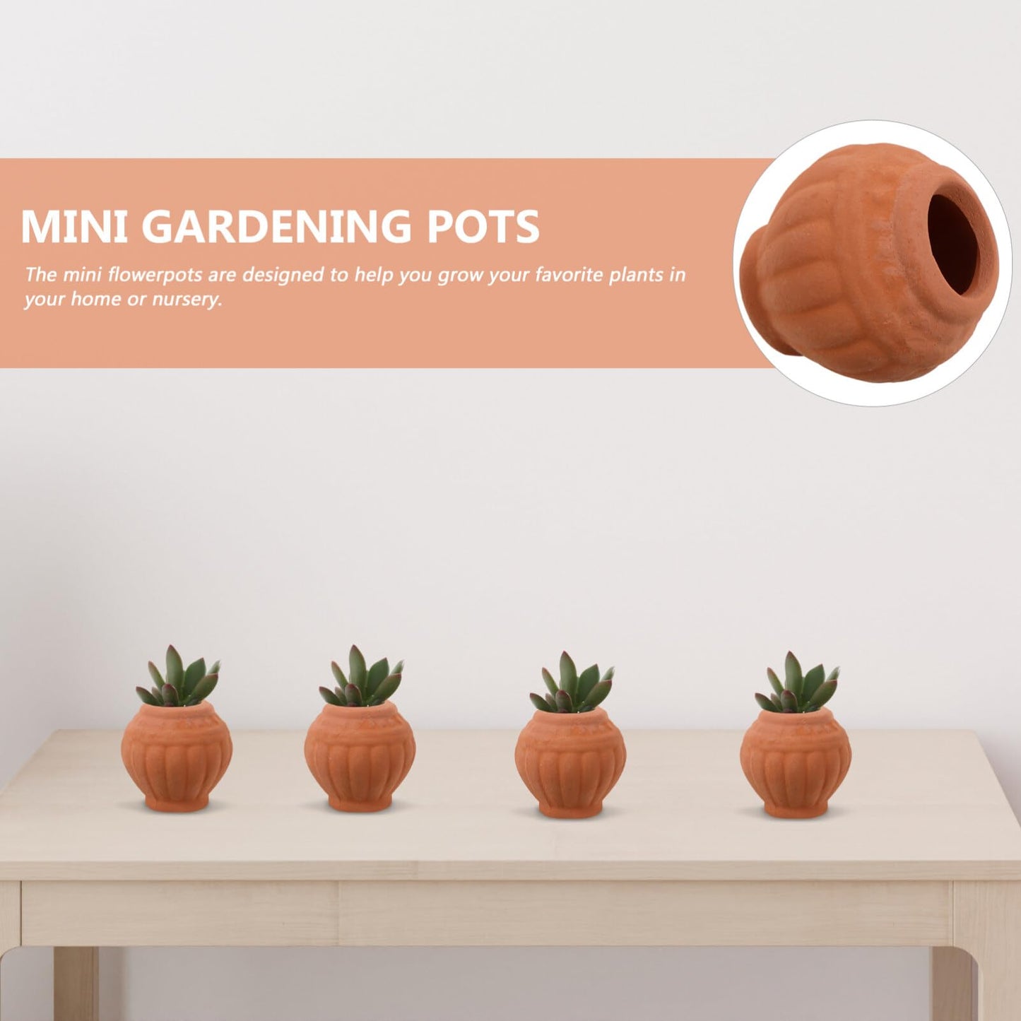 Happyyami Mini Terracotta Pots 4-Pack Small Clay Planters with Drainage Holes for Succulents Indoor Outdoor Gardening Desk Windowsill Decoration