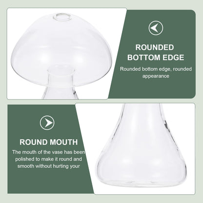 NOLITOY Mushroom Glass Mushroom Shaped Jar Mushroom Shaped Glass Vase Hydroponic Plant Vase Terrarium Vase for Home Office Living Room Mushroom Glass Clear Vases