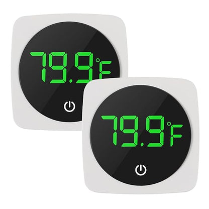 2 PCS Digital Aquarium Thermometer Fish Tank Thermometer with LED Touch Screen Stick-on Fish Tank Thermometer Fahrenheit Tank Temperature Measurement for Fish, Axolotl, Turtle, Square 2PCS