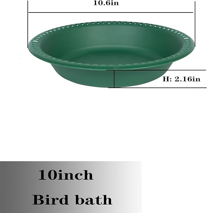OVZILKI Bird Baths for Outdoors Heavy Duty, 10 inch BirdBath Bowl Only with Rust-Proof Black Chains, Hanging Bird Bath Hanging Bird-Feeder for Garden Backyard Decor (Green 1 Pack)