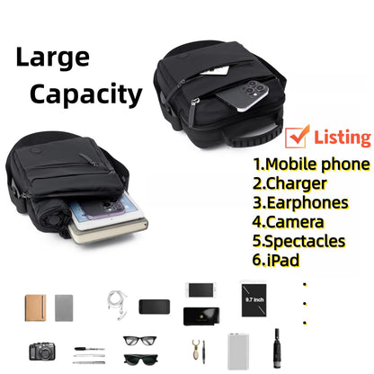 Yowenthra Small Messenger Bag for Men Women,Anti Theft Crossbody Shoulder Bag for Men Adjustable Strap Water Resistant (Black)
