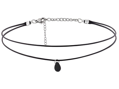 Sacina Goth Boho Hippie Dainty Double Layered Black Choker Necklace, Teardrop Glass Necklace, Halloween Christmas New Year Gift for Women