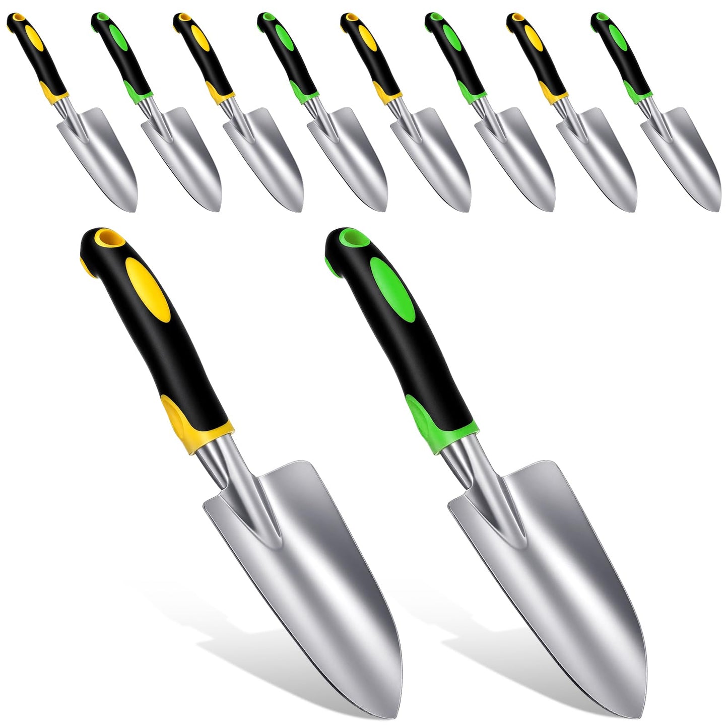 10 Pcs Garden Shovel Aluminum Alloy Heavy Duty Trowel Garden Tool Small Shovels for Digging Metal Hand Trowel Spade with Soft TPR Handle for Lawn Yard Farm Home Shop Planting