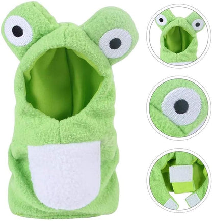 Sun Conure Bird Diaper Flight Suit Frog Shape Hoodie Cosplay Photo Prop for Parrots African Greys Parakeet Cockatiel Reusable Adjustable Apparel (Medium)
