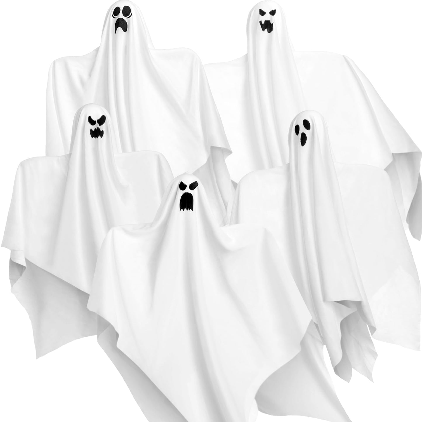 JOYIN 27.5" Halloween Hanging Ghosts Outdoor Decoration(5 Pack), Cute Flying Ghosts for Halloween Front Yard Patio Lawn Garden Party Décor and Holiday Hanging Decorations