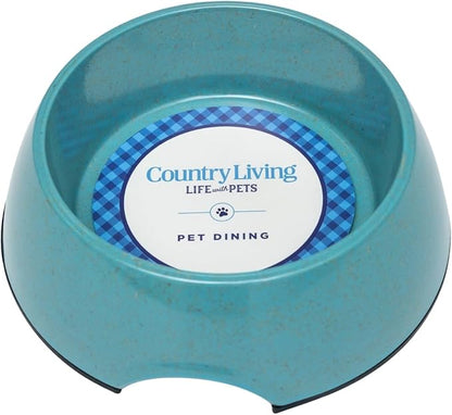 Country Living Set of 2 Teal Blue Bamboo Dog Bowls (16oz) – Naturally Sourced Bamboo Design, Non-Toxic, Durable, Dishwasher & Microwave Safe and Pet-Safe Feeding Dish, Ideal for Small to Medium Dogs