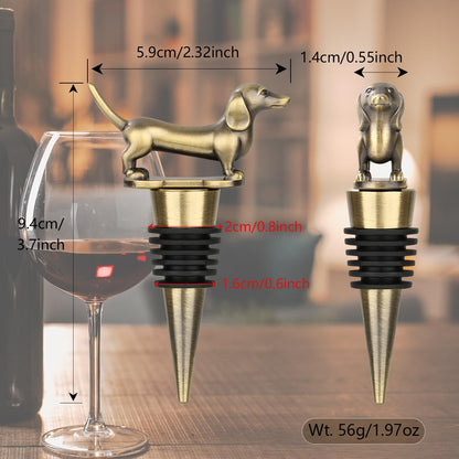 LULLEA Dachshund Wine Bottle Stopper for Wine Champagne, Dachshund Gifts Wine Gifts for Men Dad Women Sausage Dog Lovers, Birthday Gifts, Father Day Gifts, Christmas Gifts, Bronze
