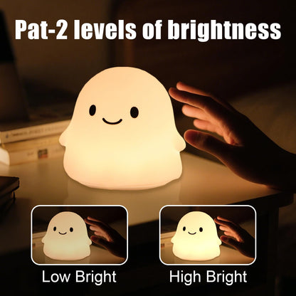 Rytinazzz Halloween Ghost Night Light, 50-Hour Battery & Pat Control, Cute Squishy Lamp for Kids Room Decor, USB Rechargeable with Timer, Cute Home Decor