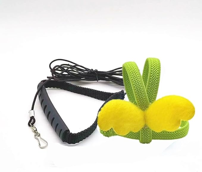 Pet Parrot Bird Harness Leash Adjustable Bird Flying Harness Traction Rope with Cute for Parrots Budgerigar Lovebird Cockatiel Mynah Outdoor Training Toy (Quaker/Sun Conure,Yellow)