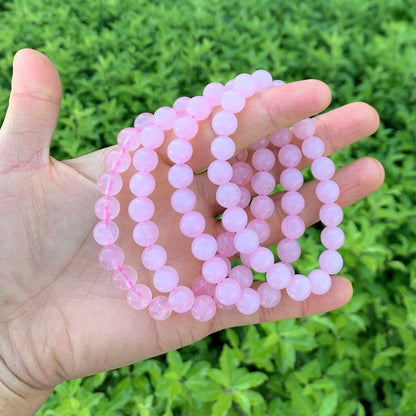 Adabele Real Natural Pink Rose Quartz Gemstone Beaded Bracelet 7 inch Stretch Chakra Healing Crystal Stone Jewelry Women Mom Gift (Unisex) GB8-9