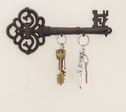 Comfify Brown Cast Iron Skeleton Key Wall Hook – 3 Hooks, 10.8" L
