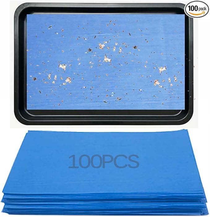 Firdnyohs 100 Pcs Bird Cage Liner Papers 11X17in Blue Cage Paper Liners Disposable Cage Paper Liners Thicken Precut Absorbent Cushion Pad Mat Accessories for Pet Bird Parrot(Blue)