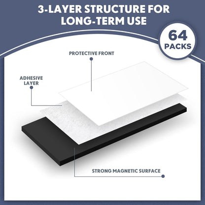 Macarrie 4 x 6 Adhesive Magnetic Sheets with Adhesive Backing Cuttable Magnetic Paper Stickers Flexible Peel and Stick for Picture Crafts Die Storage Photos(64 Pcs)