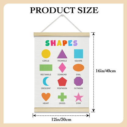 rizotus Numbers Shapes Poster Hanger Frame Set of 2, Educational Wall Art Posters for Kids Room, Hanger Frame for Classroom Toddler Nursery Playroom Bedroom Wall Decor, 12x16 Inch -B04