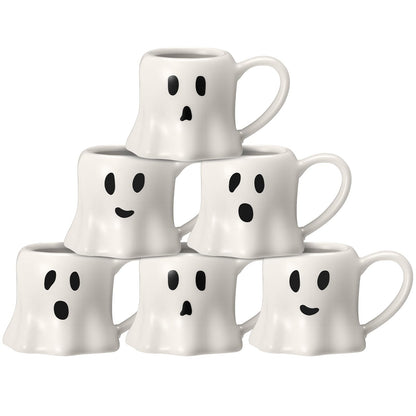 Didaey 6 Pcs Halloween Ghost Mug 11 oz Ceramic Mug Set of 6 White Ghost Coffee Cup Halloween Themed Design Cup Set for Coffee Tea Hot Chocolate Gifts Presents 4.7 x 3.5 x 3 Suitable for Microwave Use