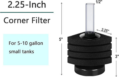 AQUANEAT Aquarium Bio Corner Sponge Filter, for Breeding Shrimp Nano Fish Tank, up to 10Gal