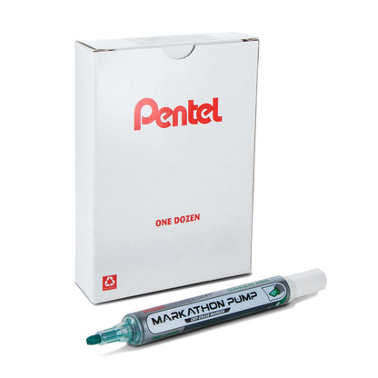 Pentel Markathon Pump Dry Erase Marker, Chisel Tip, Green Ink, 12 Pack (MWL6SX-D)