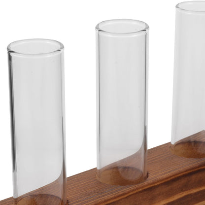 Unomor Glass Plant Propagation Station with 3-Hole Charcoal Wood Base and Test Tubes, Glass Vase for Indoor Hydroponic Plants and Desktop Terrarium Decoration