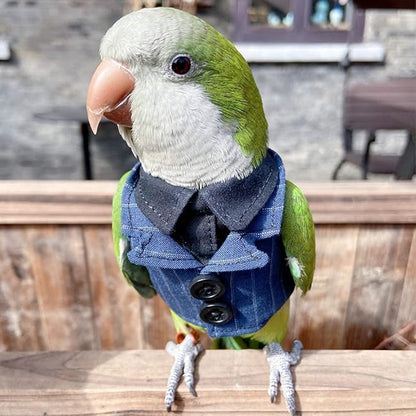 Bird Clothes Birds Flight Suit,Tuxedo Business Suit for Parrots African Greys Parakeet Cockatiel Sun Conure Christmas Party Birthday Cosplay Photo Prop Small Animals Apparel (XL,Denim Suit)