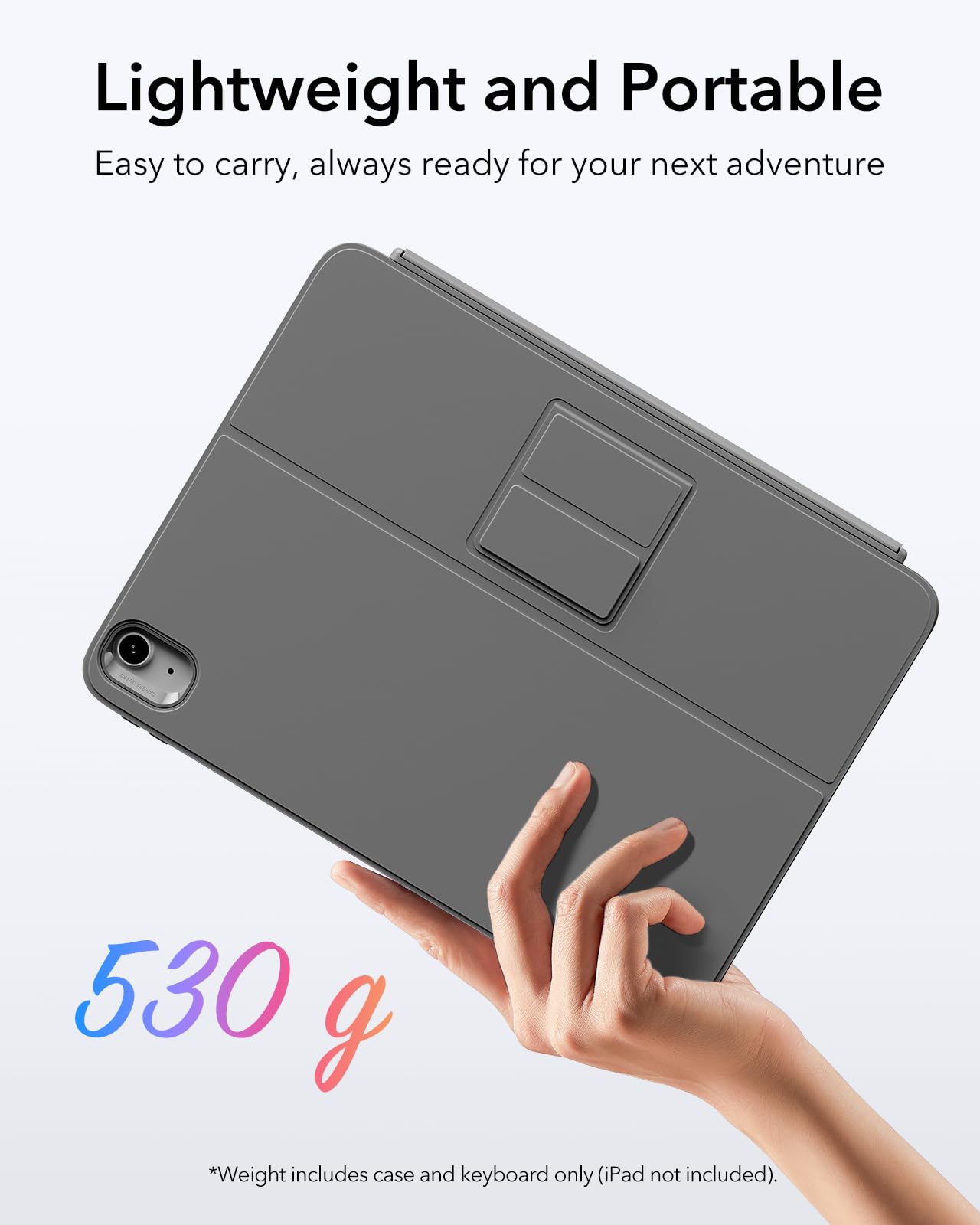 ESR for iPad (A16) 11th/10th Gen Flex Keyboard Case, Ultra-Light Magnetic Detachable Keyboard for iPad 10.9" with Writing/Viewing Modes, Larger Precision Trackpad, Dark Gray