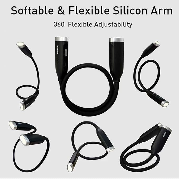 Neck Reading Light, 3 Color & Brightness Adjustable Book Light for Reading in Bed, Hands-Free, Lightweight, USB C Rechargeable, Eye-Caring, Perfect for Crafts, Camping, Kids & Adults (black)
