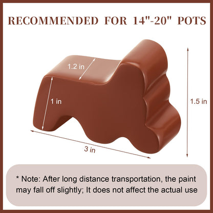 Kigeli 6 Pcs Resin Garden Pot Feet for Outdoor Planters 3 Inch Long 1.5 Inch Tall Flower Handmade Elevator Plant Feet Frost Proof Lifter for 14-20 in Pot(Brown)