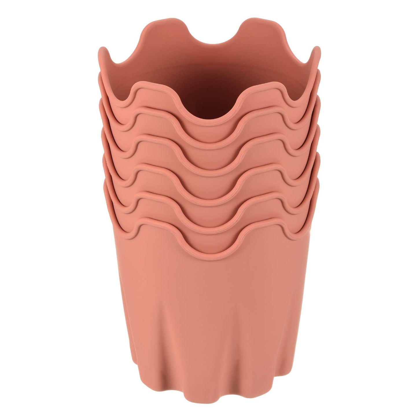 PATIKIL Silicone Plant Pot 4", 6 Pack Round Flower Planter Decorative Container for Indoor Outdoor Gardening, Orange