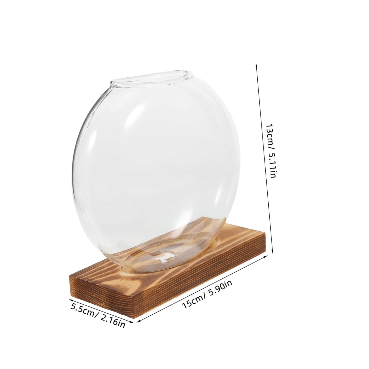 Toyvian Transparent Hydroponic Propagation Vase with Wooden Base Soil Glass Planter for Indoor Plants Terrarium Jar for Root Observation Versatile Decorative Hydroponic Station for Home