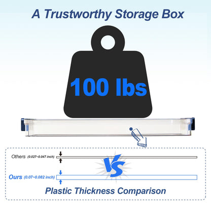 CATOOMUU Clear Portable Slim Project Case 9 X 13 Plastic Storage File Box For Letter A4 Paper Photo Documents Scrapbook, 3 Count