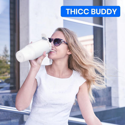Frost Buddy Thicc Buddy - 16 oz Stainless Steel Vacuum Insulated Tumbler with Lid and Straw for Water - Travel Mug Cupholder Friendly - Gifts for Women Men Him Her (Aurora)