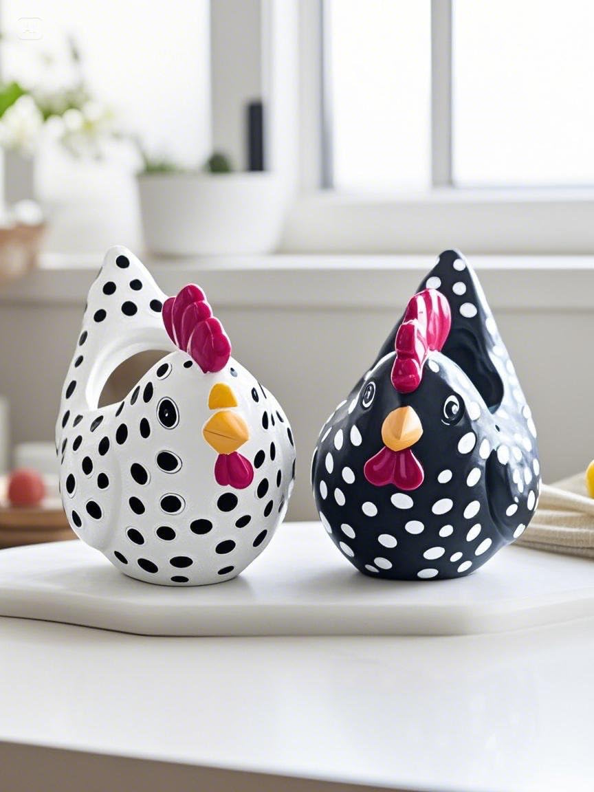 ccsxqy Hens and Chicks Planter Pot Set of 2 - Whimsical Animal Planters for Outdoor Plants, Chicken Flower Pot with Drainage & Weather-Resistant Design, Farmhouse Garden Decor for Succulents