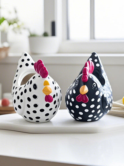 ccsxqy Hens and Chicks Planter Pot Set of 2 - Whimsical Animal Planters for Outdoor Plants, Chicken Flower Pot with Drainage & Weather-Resistant Design, Farmhouse Garden Decor for Succulents