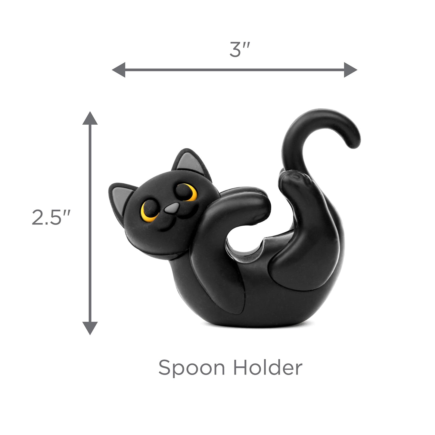 Black Cat Spoon Rest for Stove Top – Silicone Pot Clip Utensil Holder & Lid Lifter – Funny Kitchen Gadget, Unique Witchy Cat Gifts for Women & Halloween – 3" x 2.5"