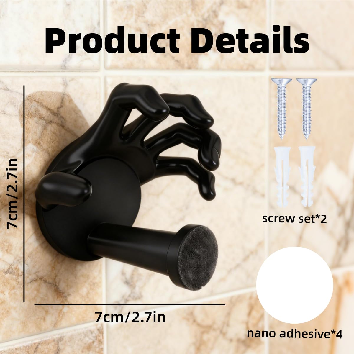 EARLESS BEAR Spooky Hand-Shaped Hooks Fun Hooks for Bathrooms, Kitchens, and Bedrooms, Hand-Shaped Towel Hook 4PCS