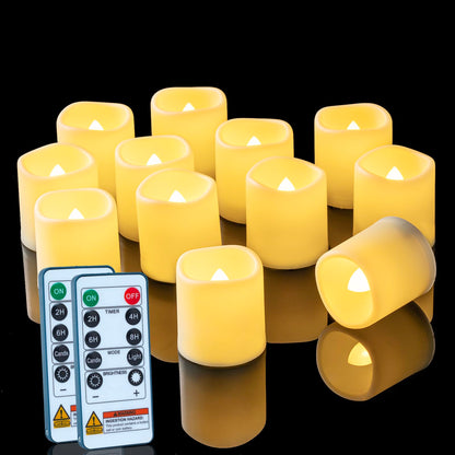 Homemory 400+ Hour Remote Control Candles, 2/4/6/8H Timer LED Votive Candles, 24Pack Battery Operated Tea Lights in Warm White for Outdoor, Table, Halloween, Christmas (Batteries Included