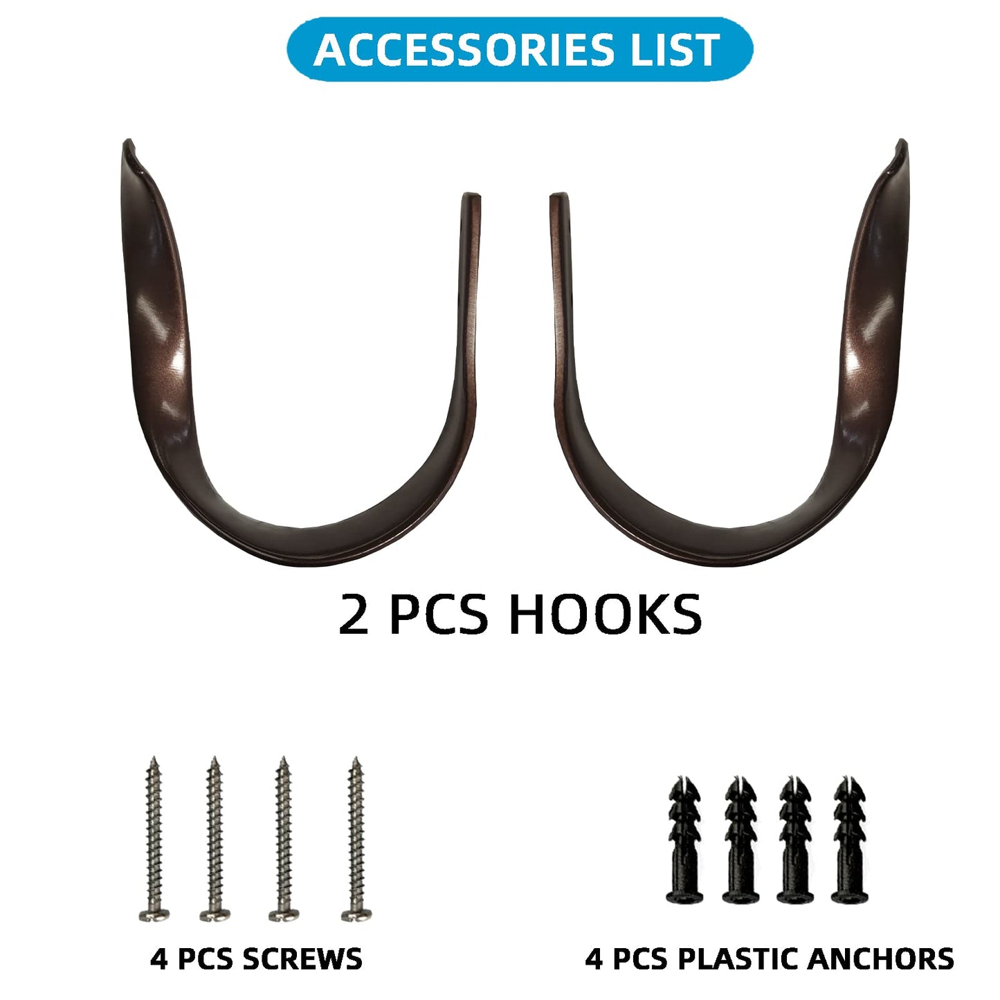 Kowibcl Decorative Curtain Holdbacks,Wall Mounted Window Drapery Tiebacks for Bedroom,Livingroom,Office Come with Screws (Bronze Dark,2)