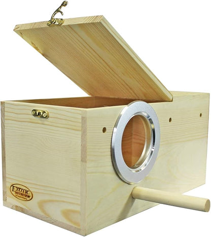 Sturdy Nest Box - Cage Attachment, Hinged Lid, Perching Ledge - for Sugar Glider, Squirrel, Rat, Finch, Parakeet, Lovebird, Parrotlet, Lovebird, Canary, Cockatiel, Other Birds & Small Pets (Large)