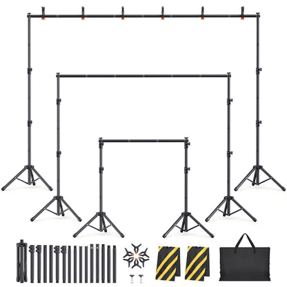 Backdrop Stand Kit - 6 Widths, 10x7.5ft Adjustable Background Stand for Parties & Studio Photography