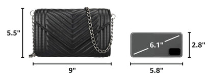 Small Leather Crossbody Bag for Women Clutch Purse Womens Handbag Ladies Black Cross Body Purses Designer Shoulder Bag with Chain Strap Mini Quilted Crossbody Phone Bags