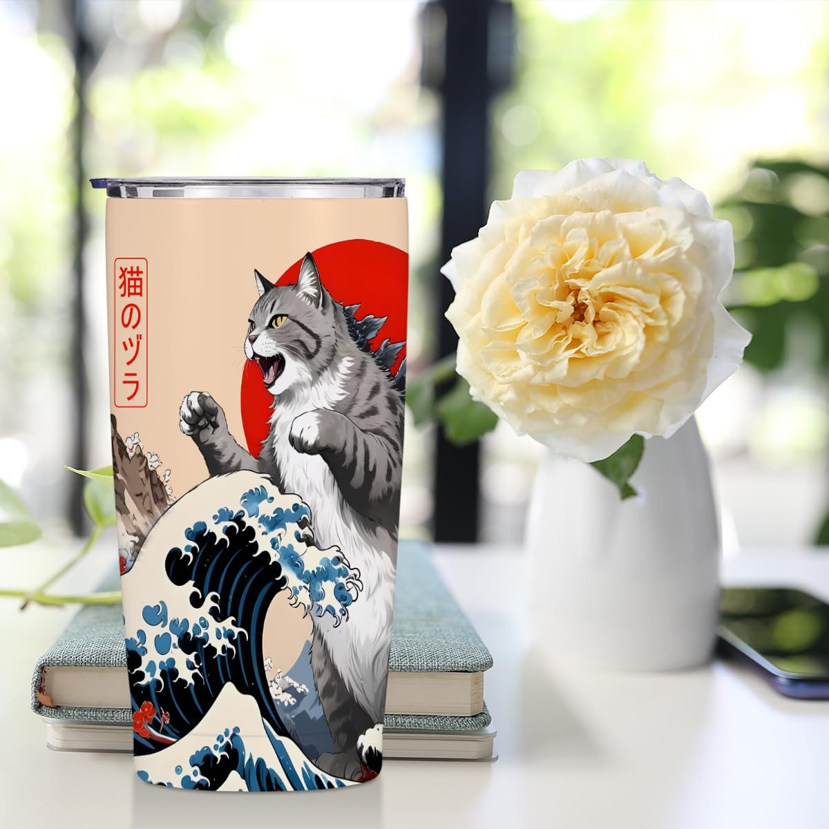 Cat Gifts for Women 20 oz Tumbler, Funny Japanese Cats Stainless Steel Insulated Water Bottle, Cats Themed Insulated Travel Coffee Mugs, Cat Lover Gifts for Women Girls Mom Christmas Birthday Present