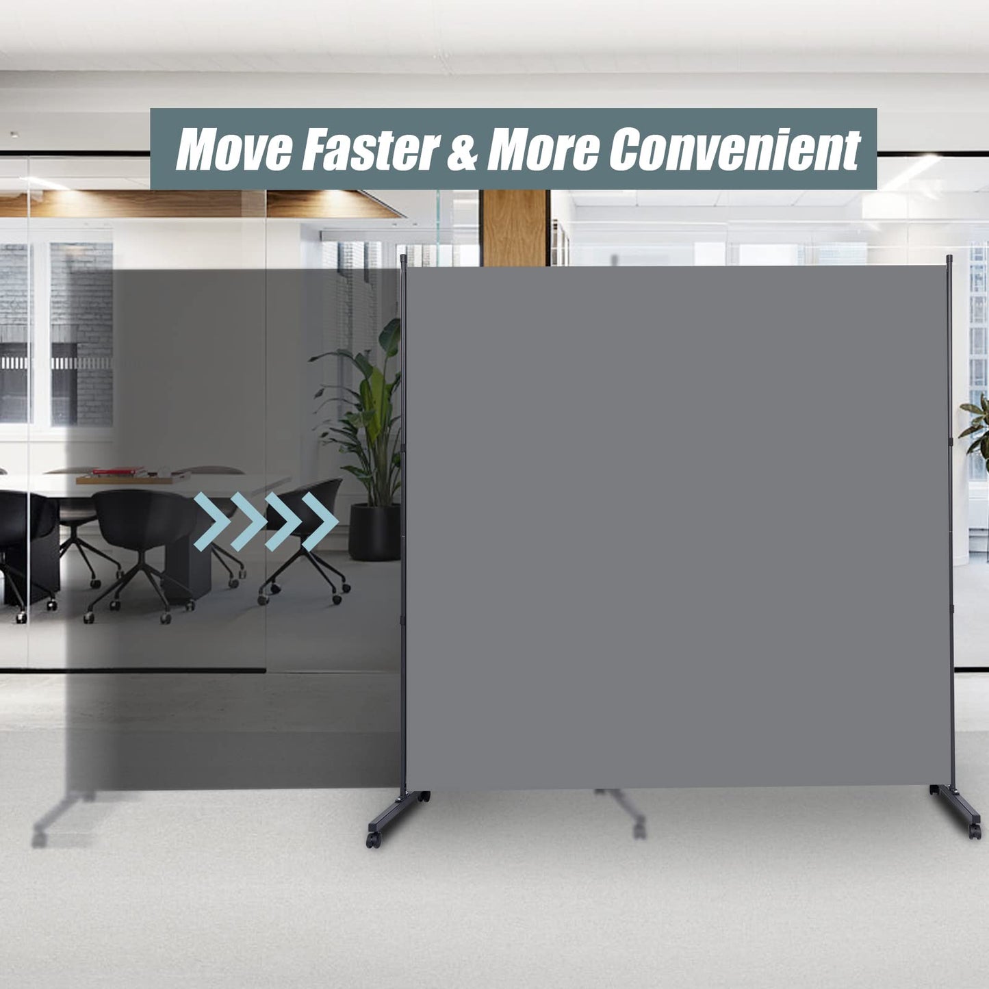 Room Divider Folding Privacy Screens with Wheels, 6FT Tall Divider for Room Separation, Movable Room Partitons and Dividers, Indoor Room Dividers Panel with Fabric (Grey, 1 Panel-71‘’-Wheels)