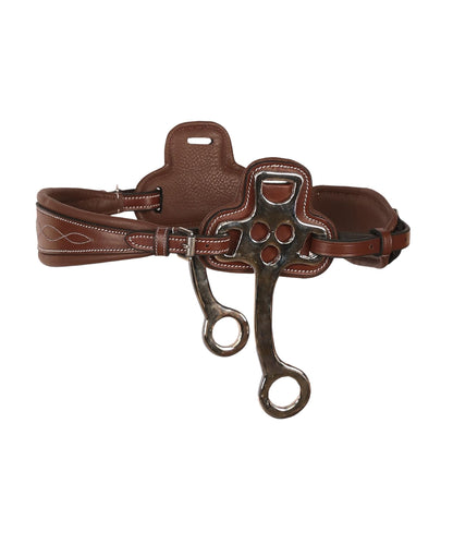 Exion Nova Hackamore Bridle – Anatomical Bitless Horse Bridle with Rubber Reins – Padded Anti-Pressure Crownpiece – Vegetable-Tanned Leather Bitless Bridle for Jumping & Training