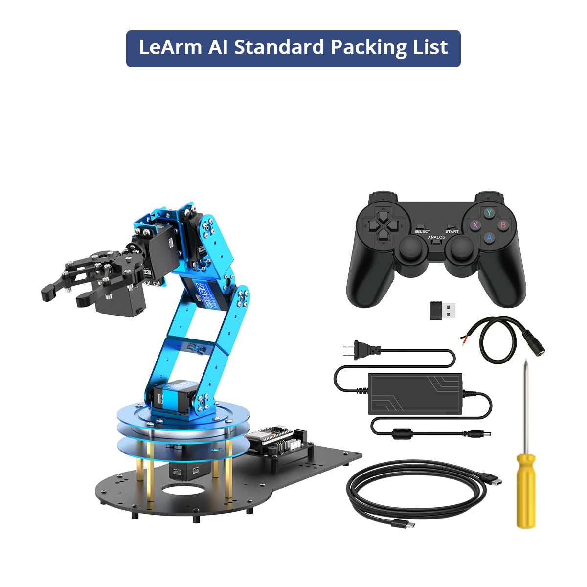Robotic Arm for Arduino AI Vision & Voice Interaction Serial Bus Servo Smart 6DOF Robot Arm, STEM Project Educational Robot with Tutorials, Science/Coding/Programming Set, LeArmAI Standard Kit