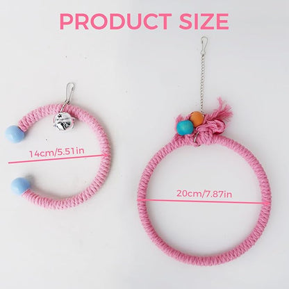 Colorful Circular Bird Swing,Bird Rope Chewing Toys Parrot Cage Bite Toys (Large Round Yellow)