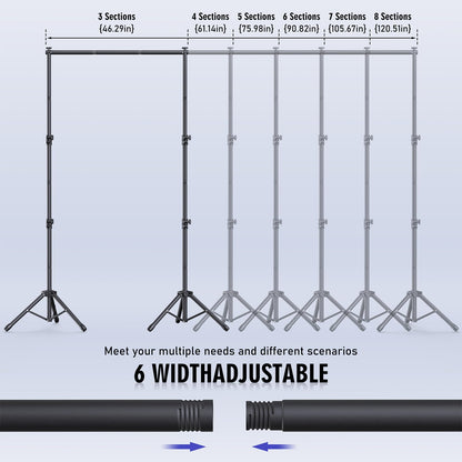 Backdrop Stand Kit - 6 Widths, 10x7.5ft Adjustable Background Stand for Parties & Studio Photography